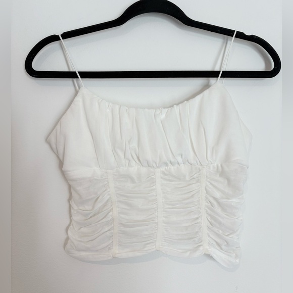Princess Polly Concordia Crop Top White Mesh Corset Tank - Size 12/Large - Picture 2 of 6